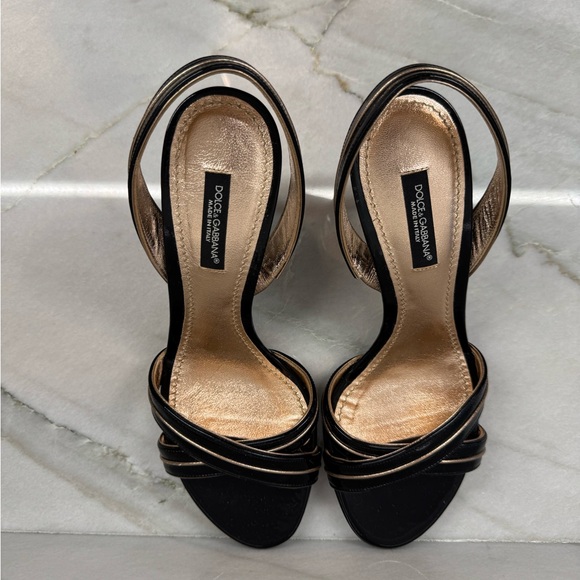 Dolce & Gabbana Heeled Sandals Sandalo Vernice Mordor’s Nero/Cipria Size 35.5 - Picture 8 of 10